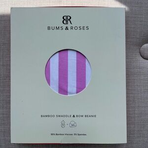 Bums & Roses Pink and White Bamboo Swaddle & Bow Beanie